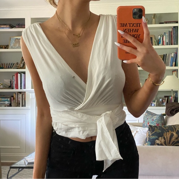 sundays in brooklyn white wrapped crop top xxs - Picture 5 of 5